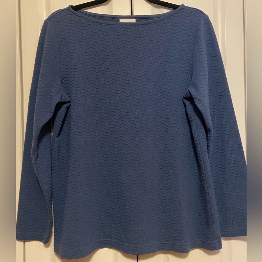 J.Jill Blue Textured Wave Knit Long Sleeve Top Size M - Picture 2 of 5